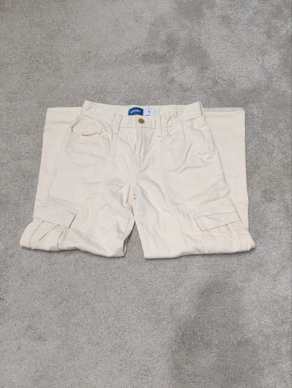 Girls Cream Cargo Pants - Relaxed Fit